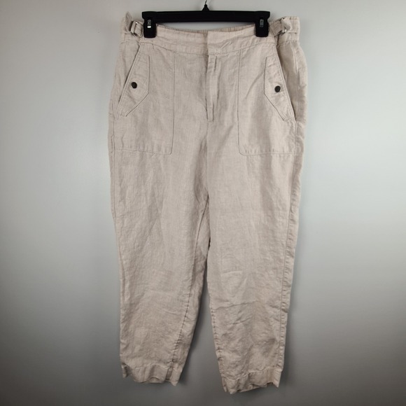Athleta Pants - Athleta Women's Size 14 Beige Linen Voyager Chambray Pants Lightweight Ankle‎